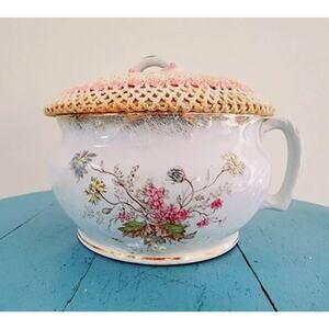 E.L.P.Co./ELPCO Waco China Antique Victorian Chamber Pot W/Lid —Early 1900s